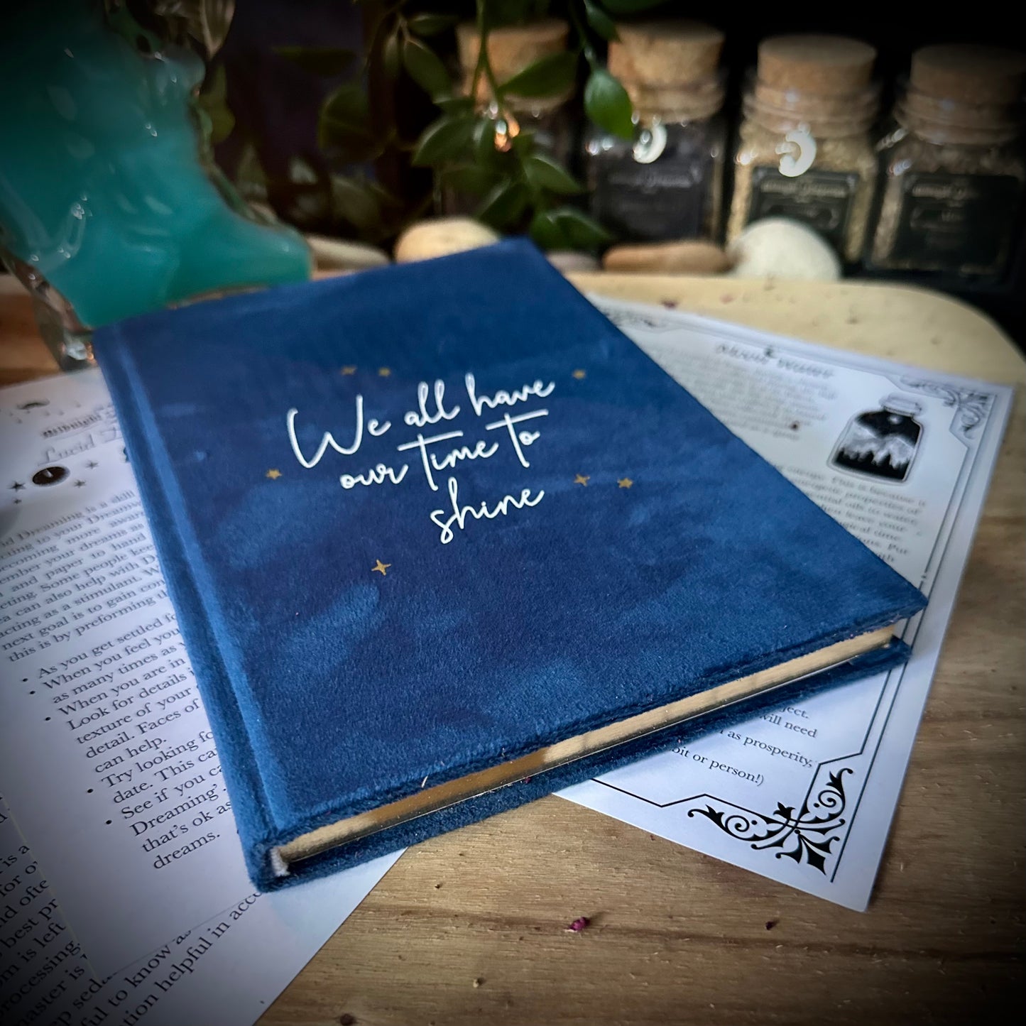 Velvet blue notebook - We all have our time to shine