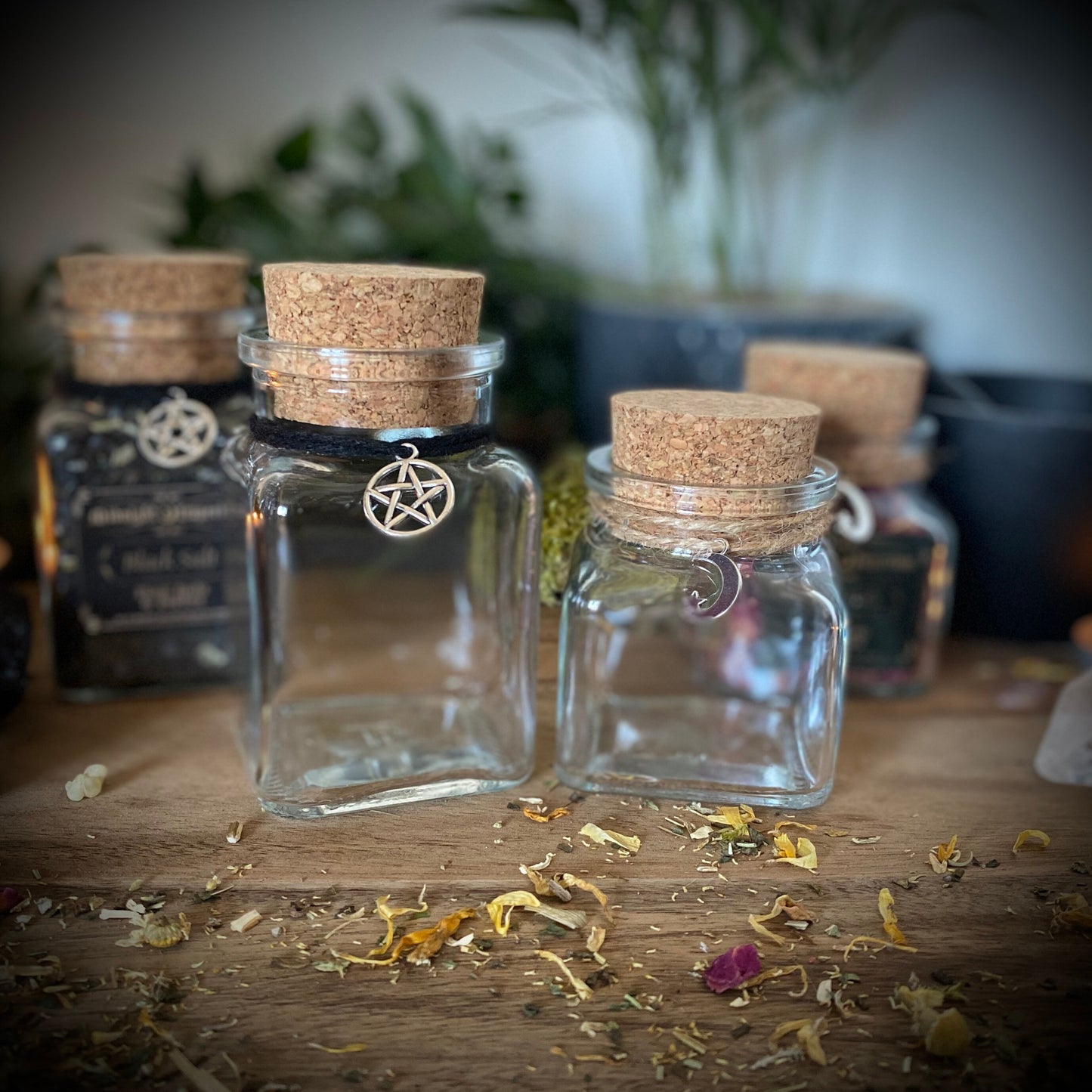 Cork top glass jars