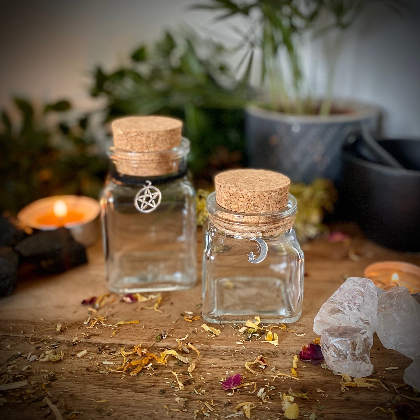 Cork top glass jars